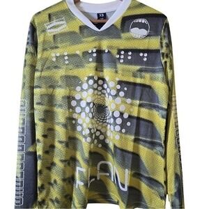 Flan Labs Cellar Soccer Jersey XS Green Geometric Blokecore Streetwear